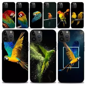 Чехол для телефона с изображением попугая для iPhone15 14 13 12 11 Pro Max Mini X 7 8 Мягкий чехол iPhone14