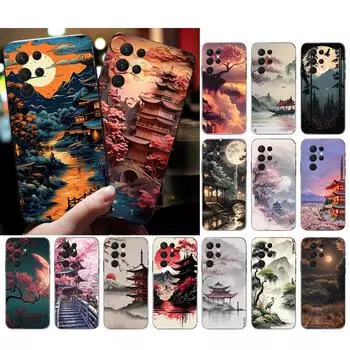 Чехол для телефона с изображением японского пейзажа Cherry Flower Mountain для Samsung S24 S23 S22 S21 S20 Ultra S20 S22 S21 S10E S20 FE S24 Plus Shell S20 ULTRA