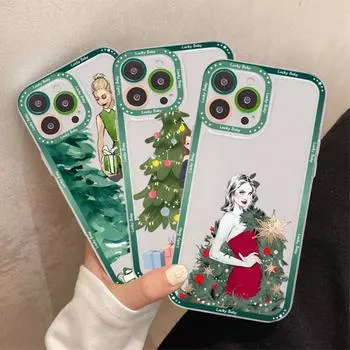 Чехол для телефона с изображением рождественской елки для iPhone 15 11 12 13 14 Mini Pro Max XR X XS TPU Clear Case iphone 15