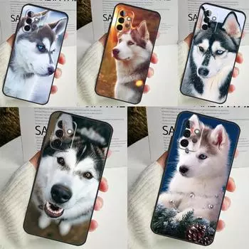 Чехол для телефона с изображением щенка хаски для Samsung Galaxy A53 A33 A13 A12 A32 A52 A14 A34 A54 A15 A25 A35 A55 A71 A51 Samsung A54 5G