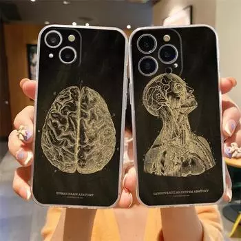 Чехол для телефона с изображением скелета и доски, тела и сердца для iPhone 15 14 13 12 Mini 11 Pro Max XS X XR 7 8 Plus, прозрачный противоударный чехол iPhone 15