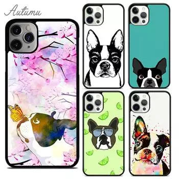 Чехол для телефона с изображением собаки Бостон-терьер для iPhone 11 12 13 14 Pro Max mini X XR XS SE 2020 5s 6S 7 8 Plus Samsung Galaxy S21 S22 iPhone 6plus