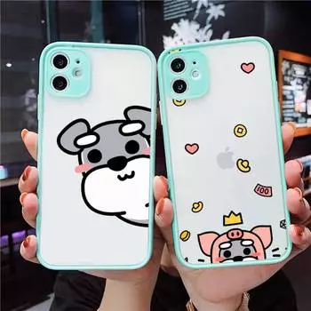 Чехол для телефона с изображением собаки шнауцера для iPhone 12 11 Mini Pro XR XS Max 7 8 Plus X Матовая прозрачная синяя задняя крышка iPhone12