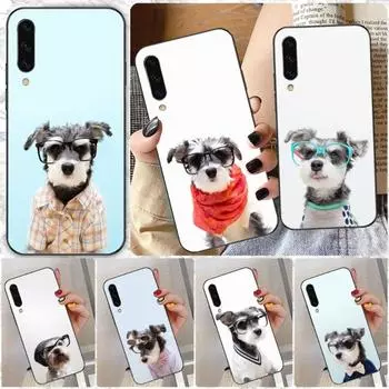 Чехол для телефона с изображением собаки-шнауцера и милых очков для Samsung A91 A81 A73 A72 A71 A30S A20 A12 A13 A52 A53 4G 5G, мягкий черный чехол для телефона Samsung A91