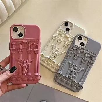 Чехол для телефона с изображением статуи ангела в стиле ретро для iPhone 16, 15, 14, 13, 12, 11 Pro Max, литературный, модный, силиконовый, противоударный, мягкий, задняя крышка iPhone 15 Pro Max белый