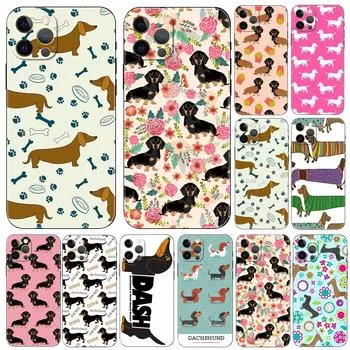 Чехол для телефона с изображением таксы, докси, цветка, собаки, щенка для iPhone 2020se 6s 7 8 plus x 10 XR XS 11 12 13 mini pro MAX, черная задняя крышка из ТПУ iphone 5 5S SE 2016