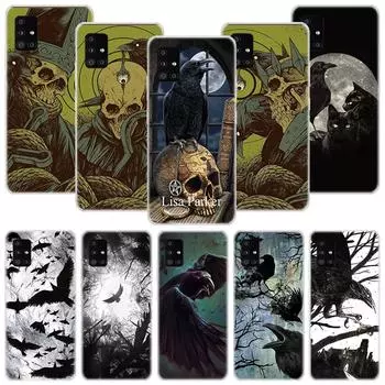 Чехол для телефона с изображением ворона и темного черепа для Samsung Galaxy A12 A22 A32 A42 A52 A72 A51 A71 5G A41 A31 A21 A02S M12 M21 M31 M30S Fundas Samsung A12 5G