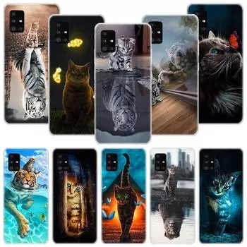 Чехол для телефона с изображением животного, большой кошки, котенка, тигра, для Samsung Galaxy A12 A22 A32 A42 A52 A72 A51 A71 5G A41 A31 A21 A02S M12 M21 M31 M30S Samsung A12 5G