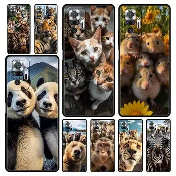 Чехол для телефона с изображением животных и селфи для Xiaomi Redmi Note 13 12 5G 9S 9 8 10 11 Pro 4G 9T 13C 12C 10C 9C 9A 7 Pro, мягкий силиконовый чехол Redmi Note 7