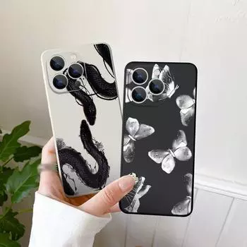 Чехол для телефона с принтом змеи и бабочки в виде маленькой ромашки для iPhone 16, 15 Plus, 14, 13 Pro Max, 7, 8, Xr, Xs, 11, 12, ударопрочный, тонкий, мягкий, однотонный чехол iPhone 13 Pro Max синий