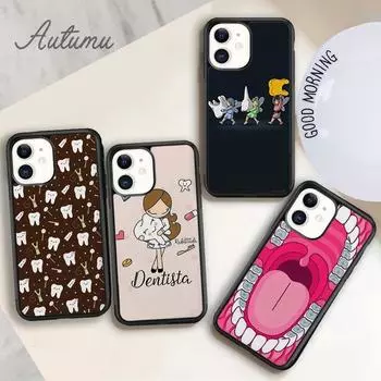 Чехол для телефона с изображением зуба стоматолога и медсестры для iPhone 11 12 13 14 Pro Max mini XR XS SE 2020 6S 7 8 Plus Galaxy S21 S22 iPhone 6plus