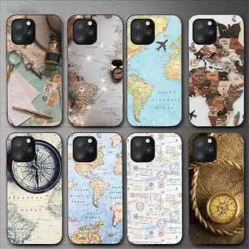 Чехол для телефона с картой мира для Iphone 11 12 Mini 13 14 Pro Xs Max X 8 7 6s Plus 5 Se Xr Shell iPhone14