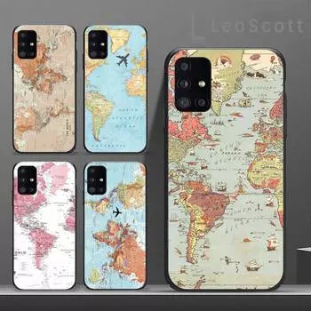 Чехол для телефона с картой мира для Samsung A32 A51 A52 A71 A50 A12 A21S S10 S20 S21 Plus Fe Ultra samsung A32 4G