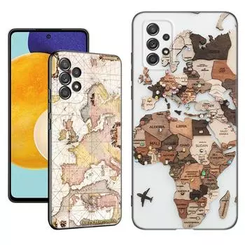 Чехол для телефона с картой мира для путешествий для Samsung A13 A22 A24 A32 A23 A25 A34 A35 A52S A53 A54 A55 A73 5G A12 A14 A15 A31 A33 A50 A51 A72 Samsung A14