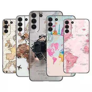 Чехол для телефона с картой мира для Samsung Galaxy S22 Pro S21 S20 Ultra FE S10 Lite 5G S10E S9 S8 Plus, мягкий черный чехол из ТПУ Samsung S10 E