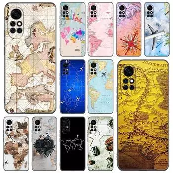 Чехол для телефона с картой мира для путешествий для Huawei Honor 60 50 SE 30S Mate 30 20 10 Lite 40 Nova 9 8 Pro Y60 8i 7i 7SE 5T Премиум-чехол Huawei Nova 5T