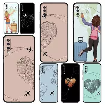 Чехол для телефона с картой мира и картой мира для Samsung A52 A14 A50 A70 A10 A30 A40 A20S A20E A02S A12 A22 A34 A42 A32 5G A54 A04s Samsung A52 5G