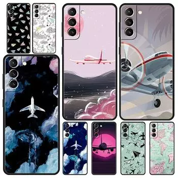 Чехол для телефона с картой мира в виде самолета для путешествий, чехол для телефона Samsung Galaxy S23 Ultra S22 S21 S20 FE 5G S10 S10E S9 S8 Plus Note 20, мягкий черный чехол Samsung S20Ultra