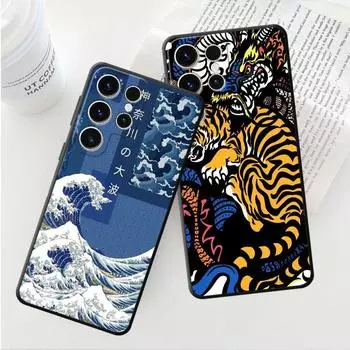 Чехол для телефона с китайским драконом и тигром для Samsung Galaxy S23 Ultra 5g S21 S20 Fe S10e S22 Plus S8 S7 S10 S9, черный мягкий чехол, броня Samsung S23 5G