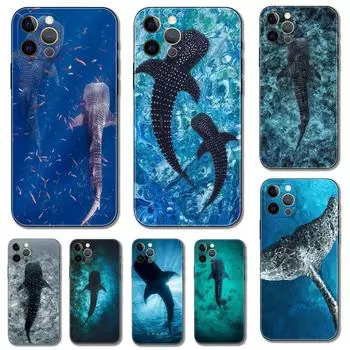 Чехол для телефона с китовой акулой для iPhone 14 5S 2020se 6 6s 7 8 plus x 10 XR XS 11 12 13 mini pro MAX, черная задняя крышка из ТПУ iPhone 14