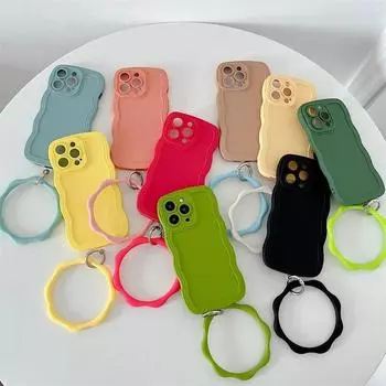 Чехол для телефона с кольцом и петлей волнистого цвета для iPhone15 14 13 12 11 XS MAX, мягкий чехол, тонкий чехол для Samsung S24 S23 S22 Ultra A15 A05 A14 A34 A54 A13 A53 iphone 7 8 синий