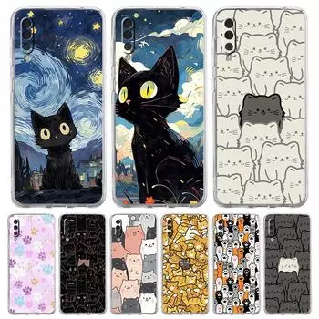 Чехол для телефона с кошачьим принтом для Samsung A14 5G A12 A22 A32 A34 A42 A52 A54 A50 A70 A30 A40 A20E A10S A20S A02S A04S, силиконовый чехол Samsung A42 5G