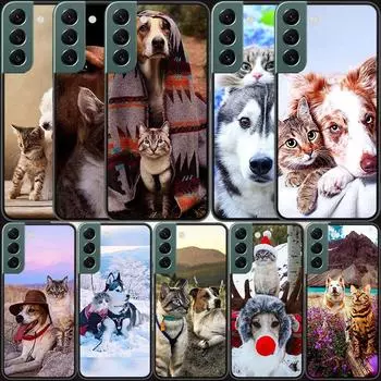 Чехол для телефона с кошкой и собакой для Samsung Galaxy A12 A22 A32 A42 A52 A72 A54 A34 A24 A14 A73 A53 A33 A23 A13 5G F52 F62, чехол Coq Samsung A14