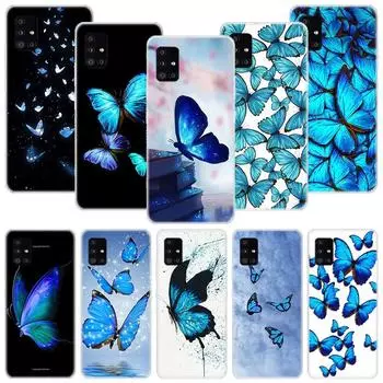 Чехол для телефона с красивым крылом синей бабочки для Samsung Galaxy A12 A22 A32 A42 A52 A72 A51 A71 5G A41 A31 A21 A02S M12 M21 M31 M30S Samsung A12 5G