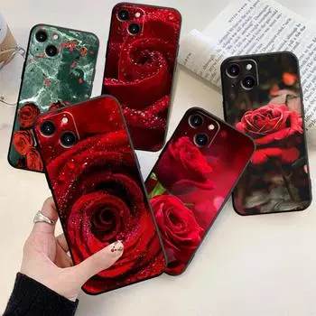 Чехол для телефона с красной розой для iPhone Samsung Galaxy Redmi Xiaomi Oppo OnePlus Note SA 7 8 9 10 11 12 13 14 20 21 22 23 53 54 Pro Max Plus Ultra TPU Soft iPhone 6 or 6S