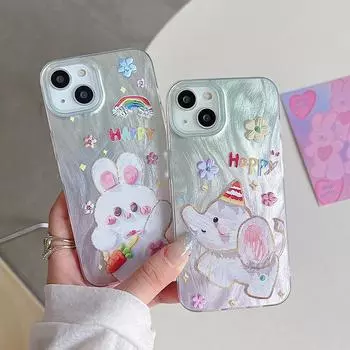 Чехол для телефона с кроликом для iPhone 16 Realme C53 C67 Reno 12 Redmi Note 13 Pro Redmi 13C 14C Tecno Honor X8 Samsung S23 FE S25 Ultra A35 A54 A53 Vivo Cover Vivo Y36 4G