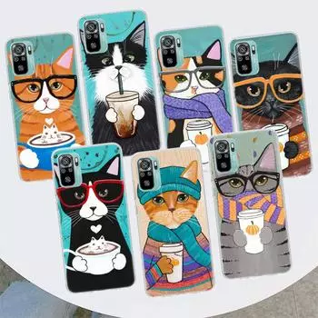 Чехол для телефона с латте, кофе, молоком, напитком, котом, для Xiaomi Redmi Note 10 Pro Max 10S 9 9S 9T 8 8T 11T 11S 11 5G 11E 7 6 5 4X Redmi Note 10S