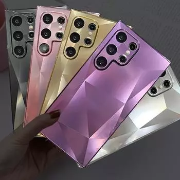 Чехол для телефона с лазерным блестящим ромбовидным узором для Samsung Galaxy S24 S23 Ultra S22 Plus A14 A24 A24 A54 A23 A53 A73 A 53 5G 4G Max противоударный чехол For Samsung S24 Ultra чёрный