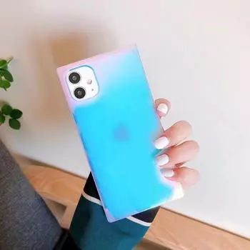 Чехол для телефона с лазерным градиентом цвета для Iphone 12 Xs Xr 11 Pro Xs Max, зеркальный прозрачный чехол для Iphone 7 8 Plus, чехол For iPhone SE 2020 синий