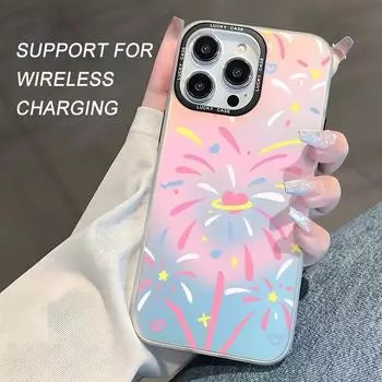 Чехол для телефона с лазерным градиентом для iPhone 14 Pro Max, чехол для iPhone 11 12 13 15 Pro Max XR XS X 7 8 Plus SE, противоударный чехол с сердечком любви For iPhone 11