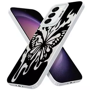 Чехол для телефона с лазерным рисунком и кровавой бабочкой для Iphone 15 14 13 Pro Max 12 11 Xs, противоударный черный, белый чехол IMD для Samsung A54 S23 iPhone 15 чёрный