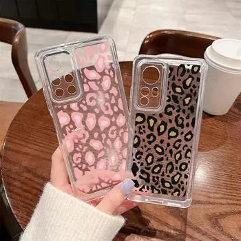 Чехол для телефона с леопардовым принтом для Iphone 15 14 Plus 12 11 Mini Redmi Note 13 12 11 Pro 4g 5g 11t Lite Xiaomi Poco X6 13t Pro Mi 11t Pro 5g Прозрачный чехол Redmi Note 10 4G коричневый