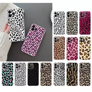 Чехол для телефона с леопардовым принтом для iphone 15 14 Pro Max 13 12 11 Pro Max XSMax XR 12 13 mini 14 Plus iPhone 13ProMax