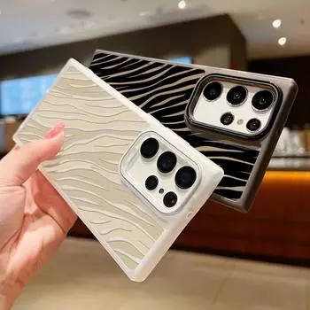 Чехол для телефона с леопардовым узором в полоску зебры для Samsung S23 S22 Ultra S21 S20 FE A53 A34, противоударный мягкий силиконовый тонкий чехол Samsung S23 коричневый