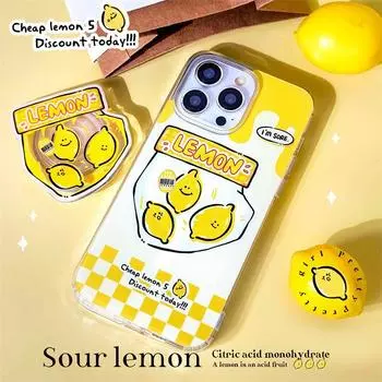 Чехол для телефона с магнитной подставкой, совместимый с iPhone15 14 13 12 11promax xsmax xr 7 8plus желтый лимон 14PROMAX