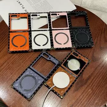 Чехол для телефона с магнитной зарядкой и защитой от падения в европейском и американском стиле для Samsung ZFlip5, ZFlip3, ZFlip4 Samsung ZFLIP 6 чёрный