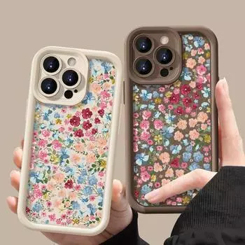 Чехол для телефона с принтом маленьких цветов для iPhone 16 Pro Max 15 14 Plus 13 12 Pro 11 XS XR 8 7, противоударный, мягкий, силиконовый, прозрачный чехол iPhone 15 чёрный