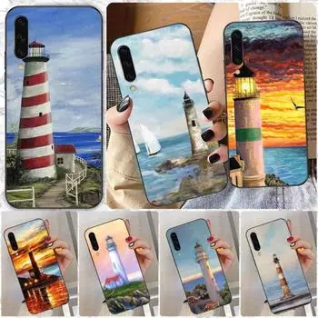 Чехол для телефона с маяком и ручной росписью для Samsung A91 A81 A73 A72 A71 A30S A20 A12 A13 A52 A53 4G 5G, мягкий черный чехол для телефона Samsung A91