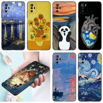 Чехол для телефона с масляной краской Ван Вога для Xiaomi Redmi Note 7 8 9 10 Lite 11 11E 11T 12 Pro 11S 4G 10T 5G 8T 9S 10S, черный чехол из ТПУ Redmi Note 7(Pro)