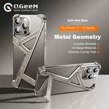 Чехол для телефона с металлическим держателем для iPhone 13 14 15 Pro Max 15 Plus Ruler Concept, алюминиевый чехол-подставка для телефона для IPHON 13 14 15 Promax iPhone 13 чёрный