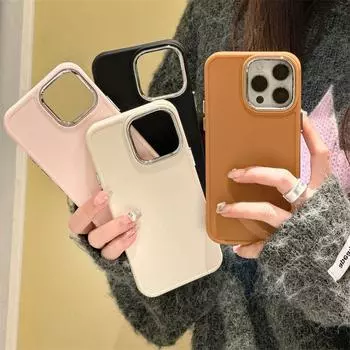 Чехол для телефона с металлическим каркасом для iPhone 14 13 12 11 Pro Max Plus X Xs Xr, мягкий силиконовый чехол For iPhone X бежевый