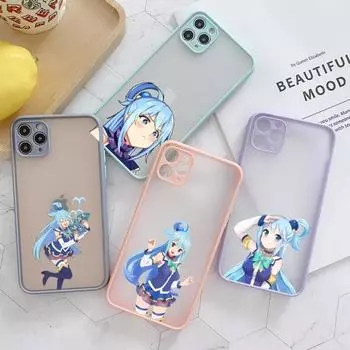 Чехол для телефона с милой девушкой Konosuba Aqua для IPhone 14 13 12 11 Mini Pro Max XS X Max XR 8 7 Plus SE 2022, цвет кожи, чехол для телефона iPhone 14