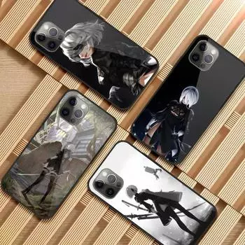 Чехол для телефона с милой девушкой Nier Automata для IPhone 14 13 12 11 XS X 8 7 6 Plus Mini Pro Max SE 2022, черный стеклянный чехол из ПК и ТПУ iPhone 14