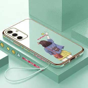 Чехол для телефона с милой девушкой с рисунком для iPhone 11 13 15 Samsung Galaxy A52 Xiaomi Redmi 12C Note 10 Pro Oneplus Мягкие чехлы для смартфонов iPhone 11 Pro Max ярко-зеленый