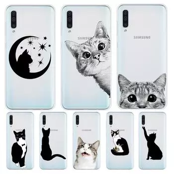 Чехол для телефона с милой кошачьей тенью для Samsung Galaxy A90 A80 A70 A60 A50 A40 A30 A20S A20E A10 A10E A10S S8 S7 S6 Edge Samsung A10
