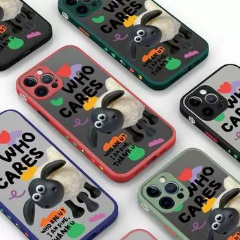 Чехол для телефона с милой мультяшной овцой для iPhone 14 13 12 11 Pro Max Samsung Galaxy S20 FE A52 S23 Infinix, тонкий матовый чехол для защиты линз iPhone X/XS